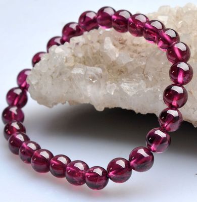 精品AAA纯天然巴西紫牙乌紫石榴石圆珠手链 典雅与灵性的完美结合